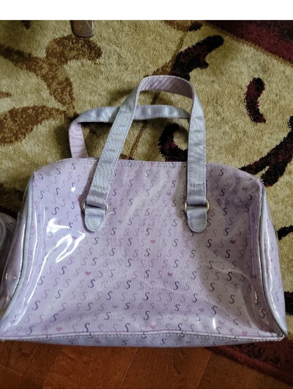 Liz Claiborne Lavender S Print Purse and Matching Cosmetic Bag